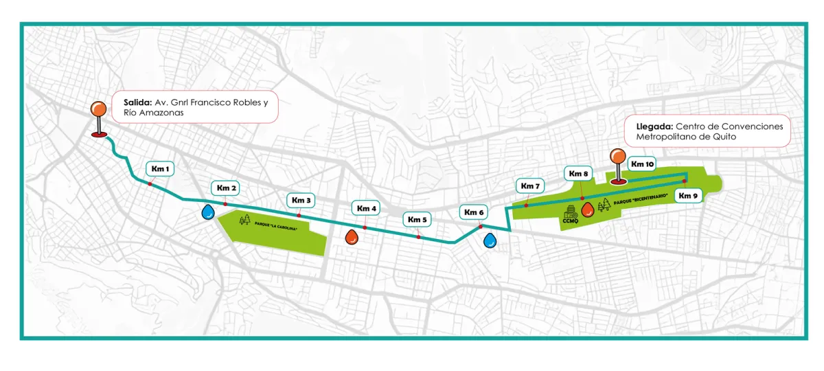 Mapa de la ruta OdontoRun 10K en Quito